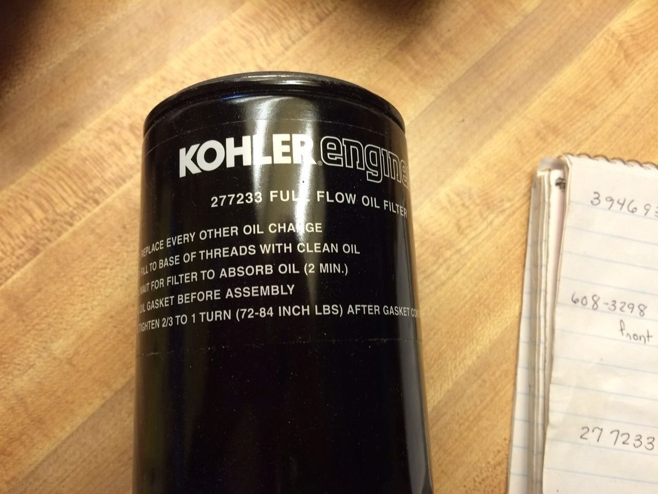 Oil filter cross reference for Kohler engine