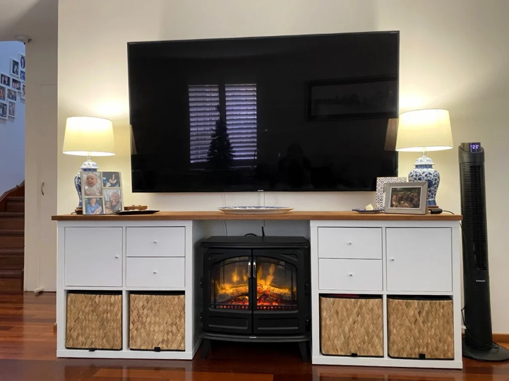 A Cozy Electric Fireplace with Ikea Kallax