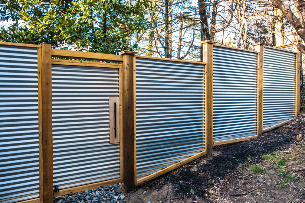 A Wooden Fence with Metal Accents