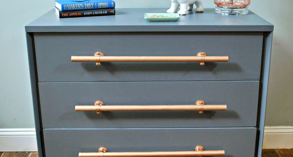 DIY Dresser with Metallic Grips