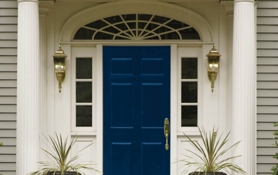 Exterior Paint Color Scheme with Blue and White