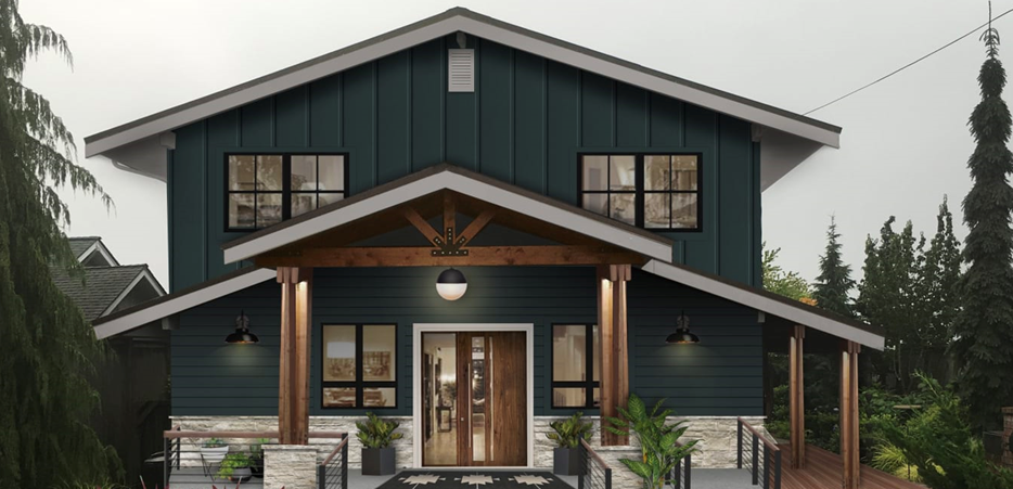 Exterior Paint Color Scheme with Green and Brown