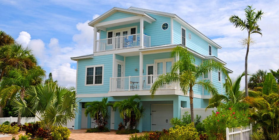Exterior Paint Color Scheme with Turquoise and White