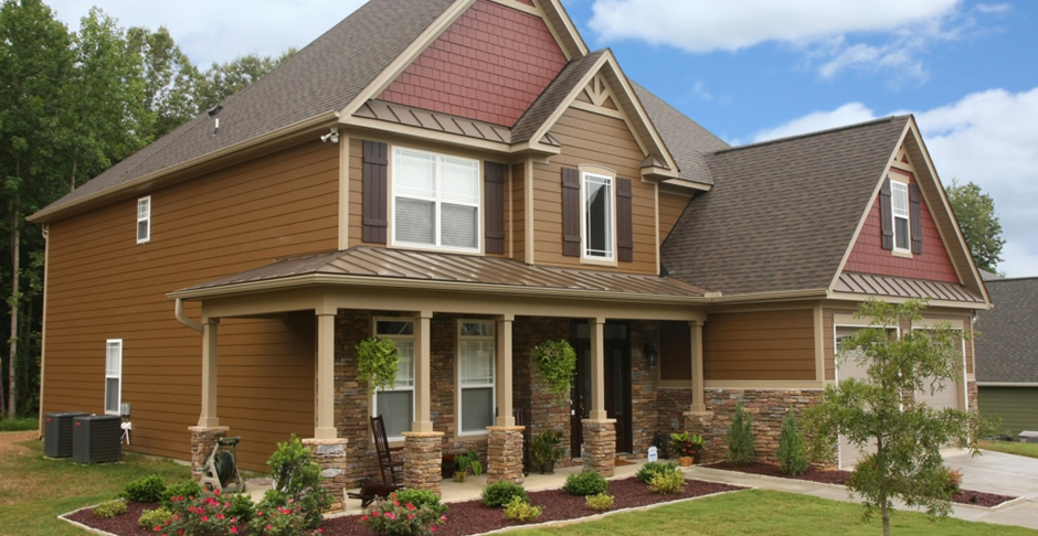 Exterior Paint Color Scheme with brown and red