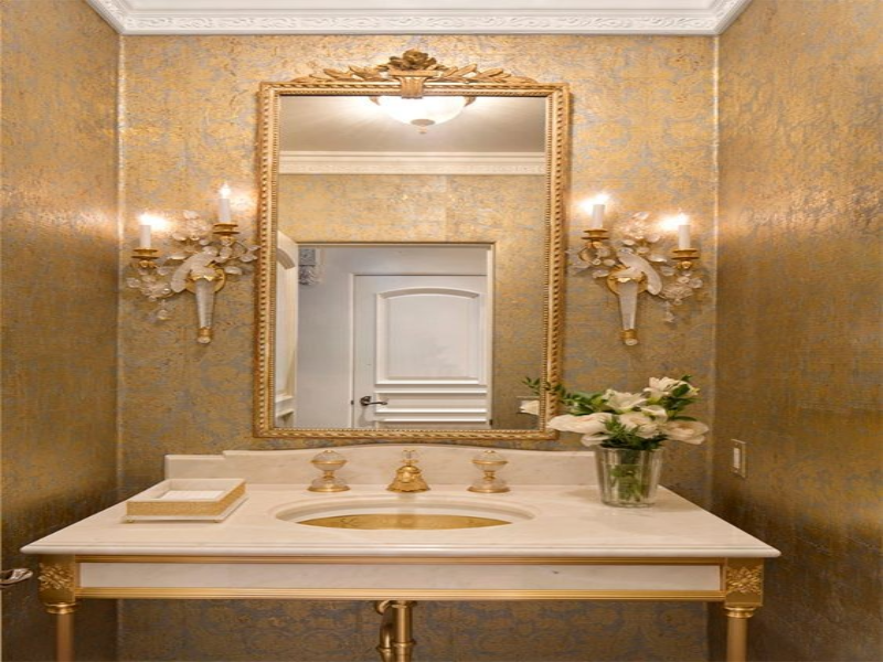 Gold-Colored Powder Room