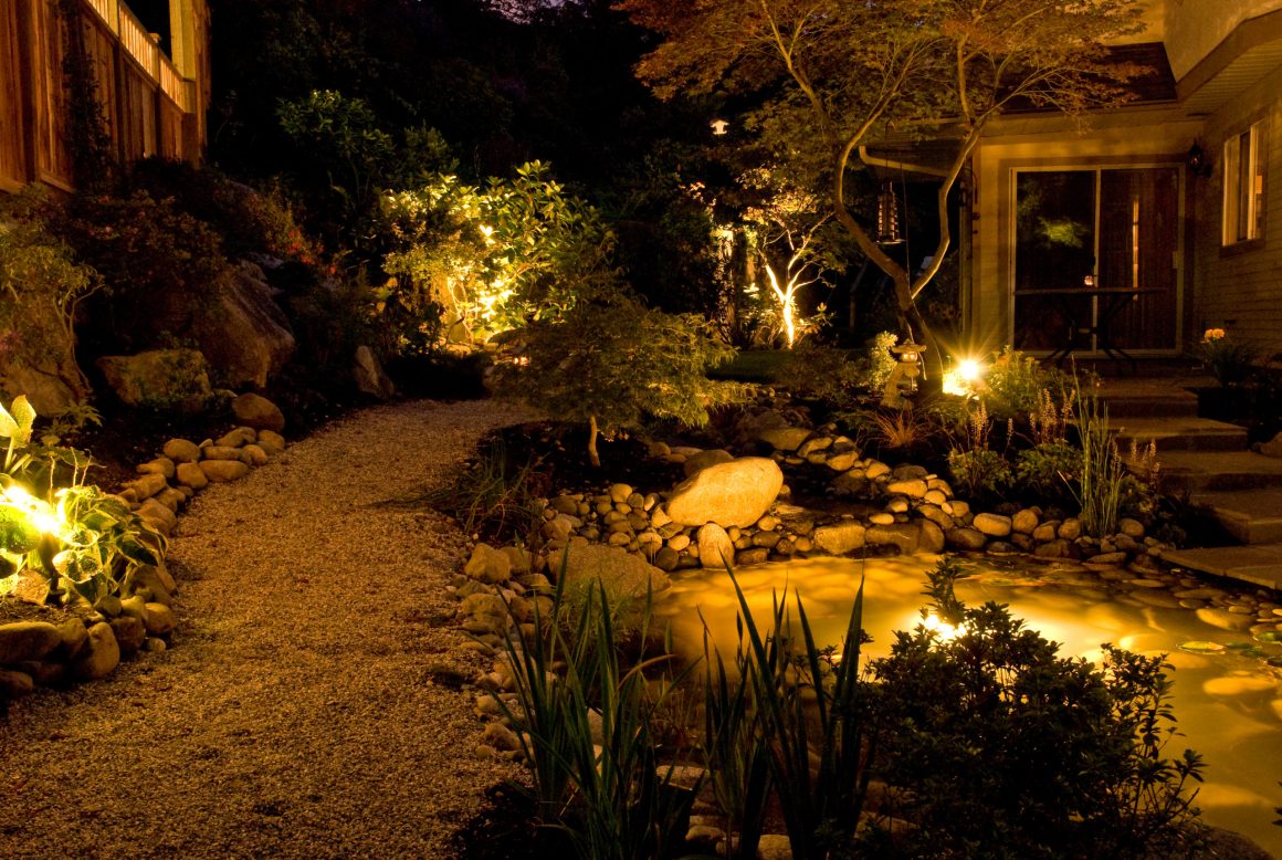 Illuminated White Rock Hardscaping