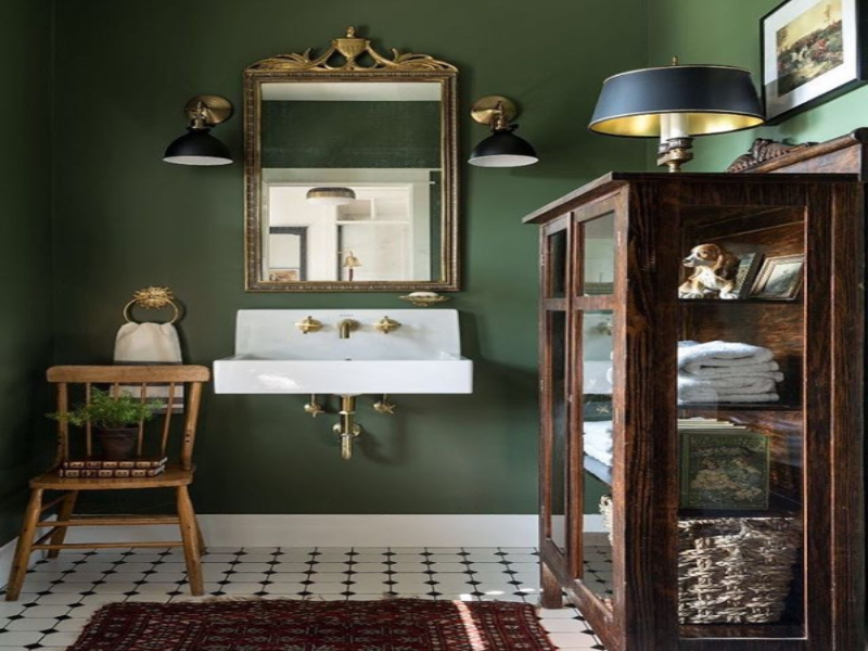 Olive Green Powder Room