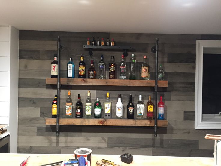 Rustic Charm on Bar Shelf