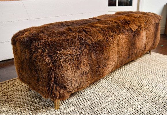 Shearling-Covered Bench