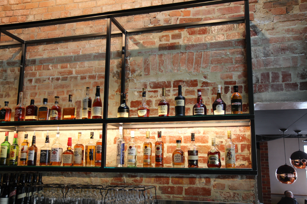 Shiny Metal Bar Shelf