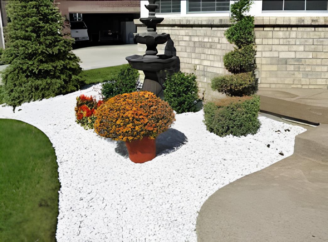 White Rock Landscaping Beside Garage