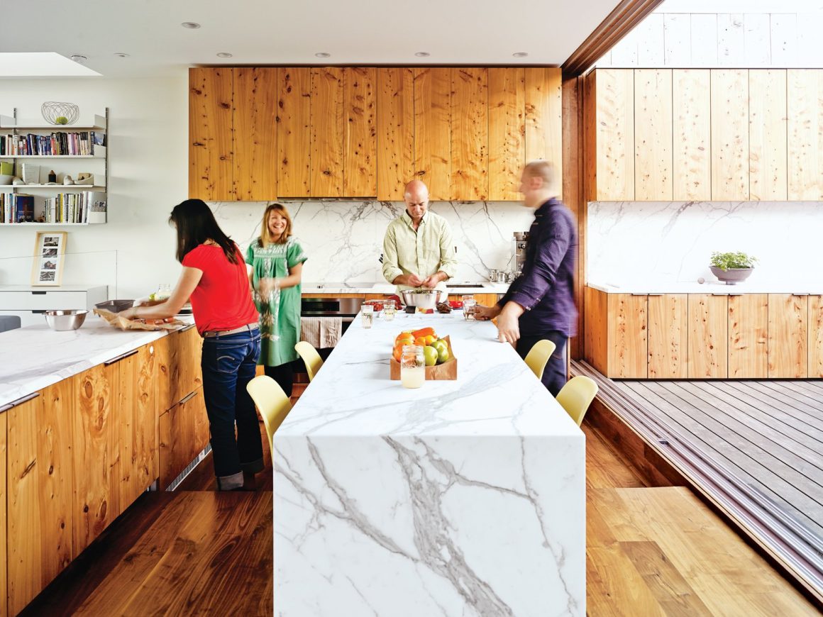 White Tile Backsplash Paired with White Marble Countertops